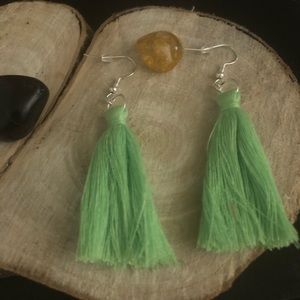 Handmade Brand New Green Tassel Earrings
